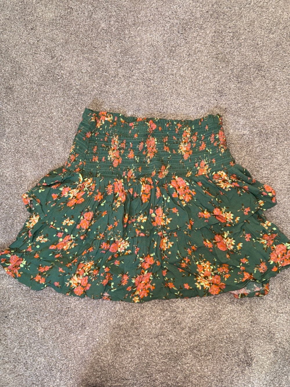 AERIE XS NWT Green Floral Ruffle Mini Skirt